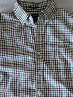 Lands' End Men's Plaid Iron Free Shirt - White, Blue, Green, Burgundy Mens LT